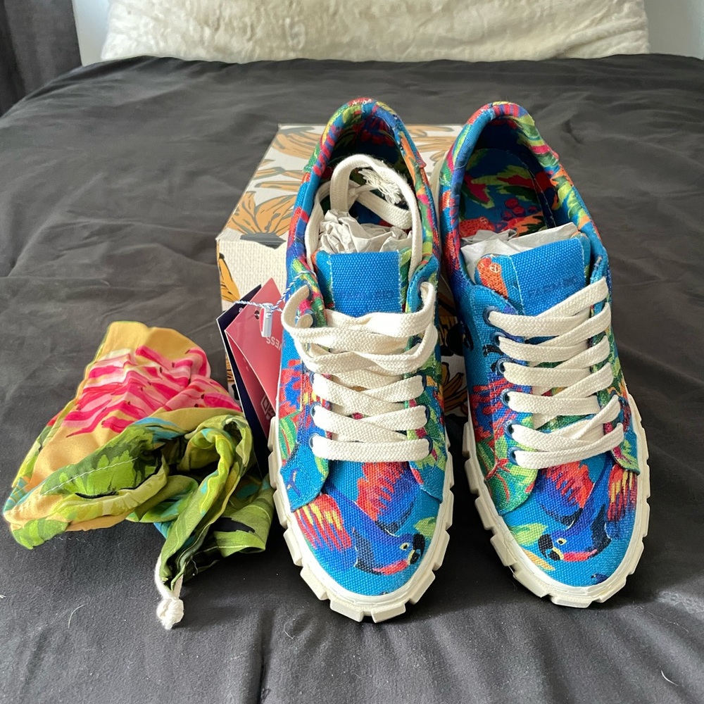 Farm Rio Blue Macaw Flatform Sneakers